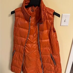 Women's Orange DOWN Puffer Vest Full length L